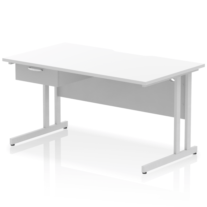 Impulse Scalloped Edge Cantilever Straight Desk With Single One Drawer Fixed Pedestal - Image 30