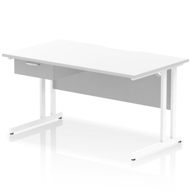 Impulse Scalloped Edge Cantilever Straight Desk With Single One Drawer Fixed Pedestal - Image 51