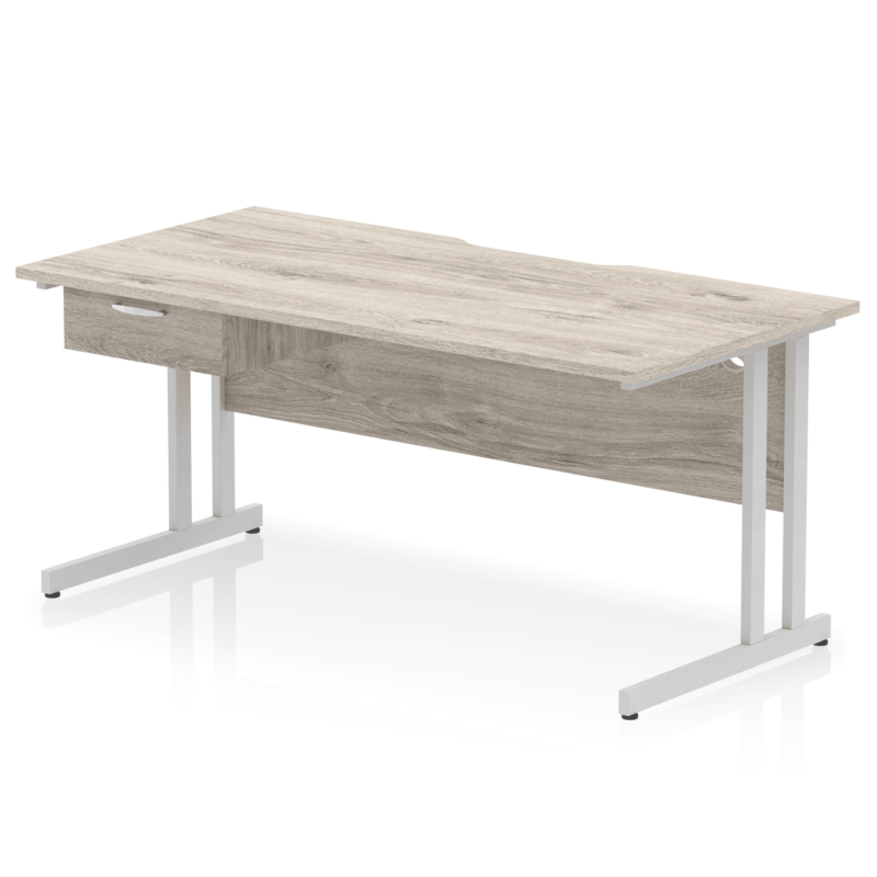 Impulse Scalloped Edge Cantilever Straight Desk With Single One Drawer Fixed Pedestal - Image 32