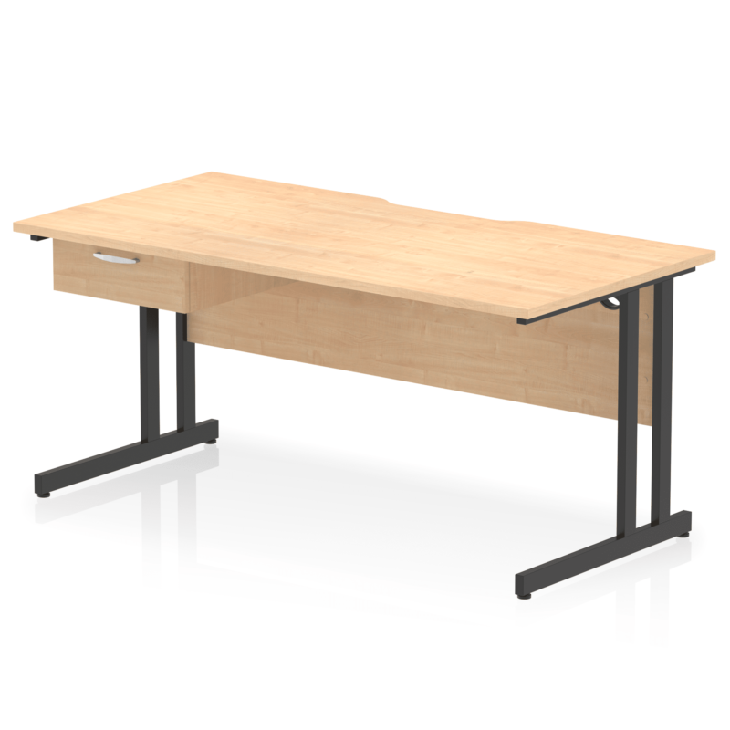 Impulse Scalloped Edge Cantilever Straight Desk With Single One Drawer Fixed Pedestal - Image 15