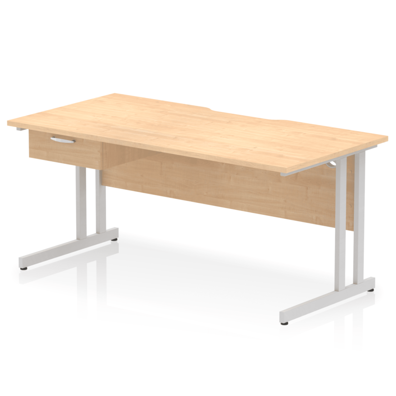 Impulse Scalloped Edge Cantilever Straight Desk With Single One Drawer Fixed Pedestal - Image 33