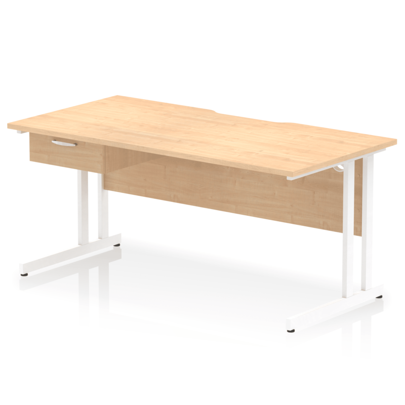 Impulse Scalloped Edge Cantilever Straight Desk With Single One Drawer Fixed Pedestal - Image 54