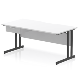 Impulse Scalloped Edge Cantilever Straight Desk With Single One Drawer Fixed Pedestal - Image 18