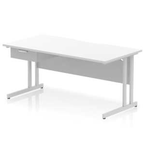 Impulse Scalloped Edge Cantilever Straight Desk With Single One Drawer Fixed Pedestal - Image 36