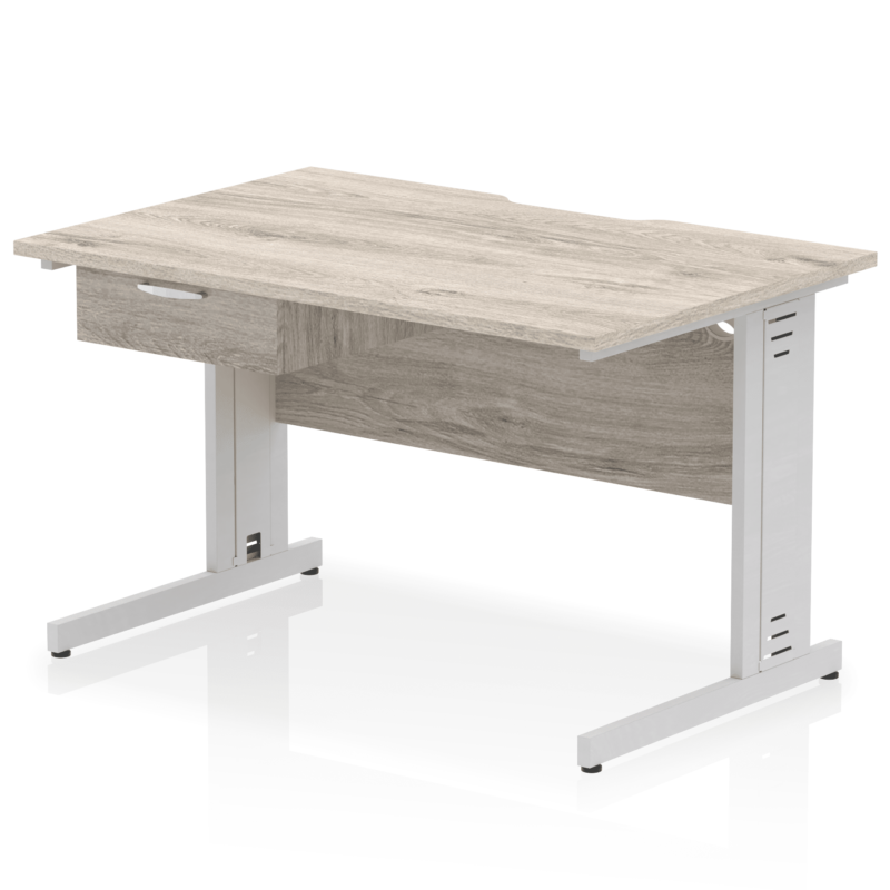 Impulse Scalloped Edge Cable Managed Straight Desk With Single One Drawer Fixed Pedestal - Image 20