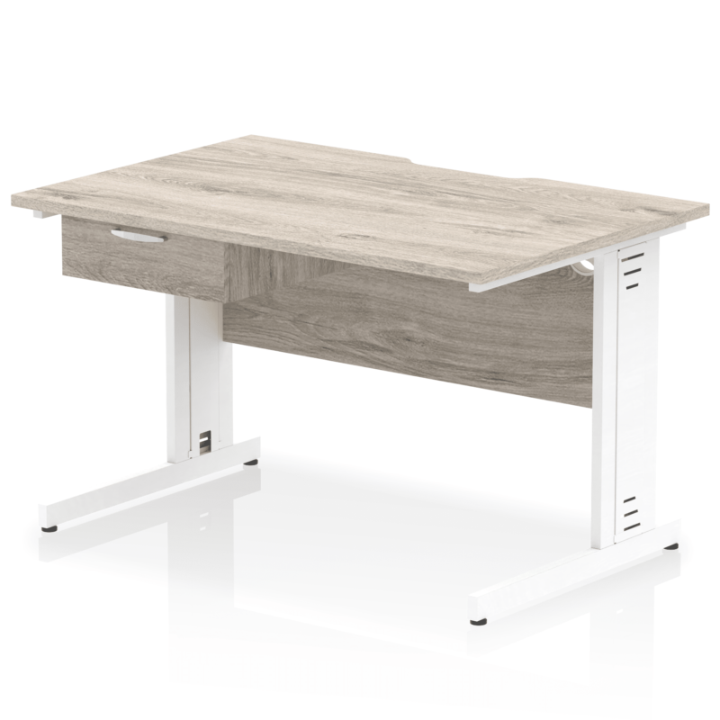 Impulse Scalloped Edge Cable Managed Straight Desk With Single One Drawer Fixed Pedestal - Image 41