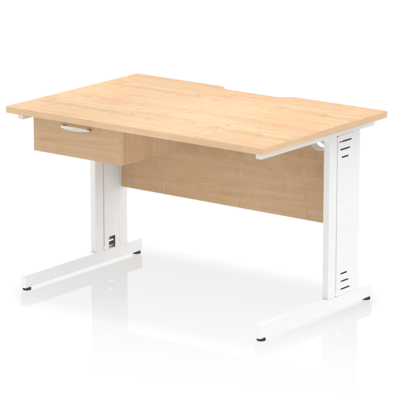 Impulse Scalloped Edge Cable Managed Straight Desk With Single One Drawer Fixed Pedestal - Image 42