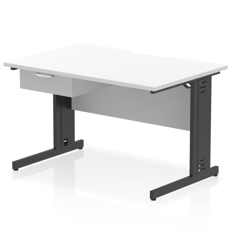 Impulse Scalloped Edge Cable Managed Straight Desk With Single One Drawer Fixed Pedestal - Image 6