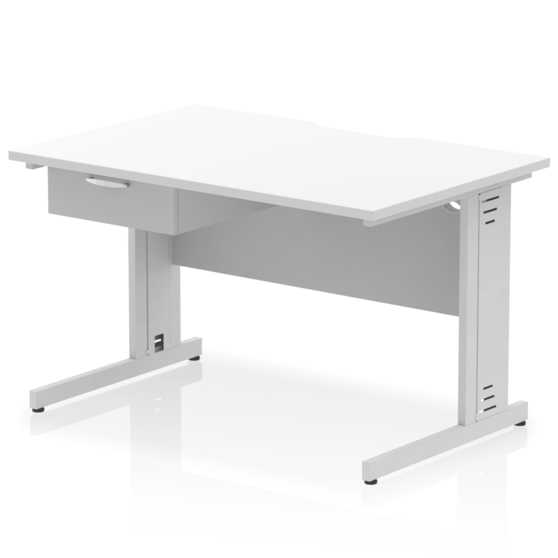 Impulse Scalloped Edge Cable Managed Straight Desk With Single One Drawer Fixed Pedestal - Image 24