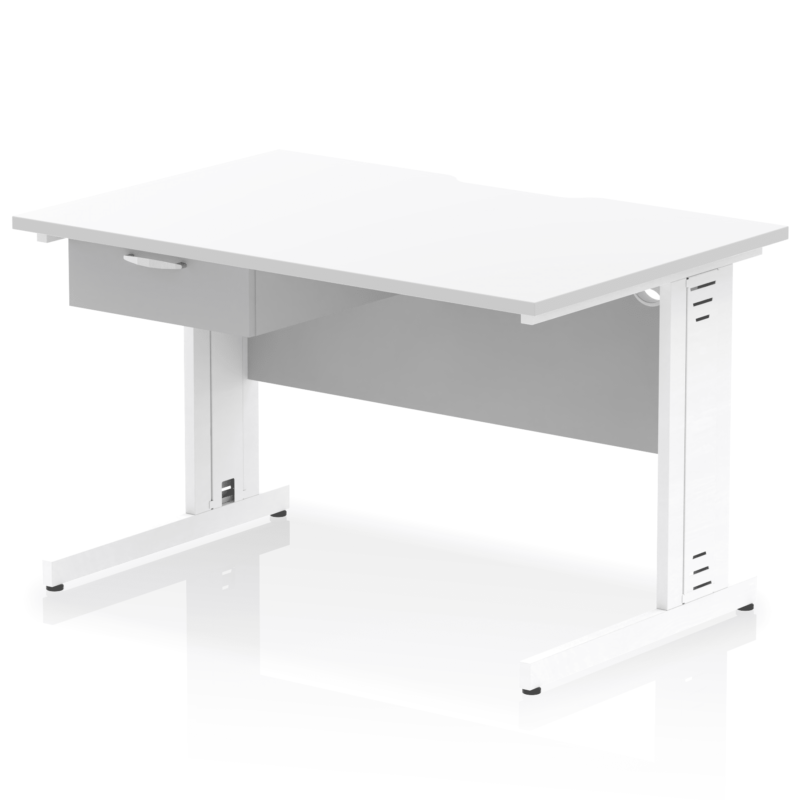 Impulse Scalloped Edge Cable Managed Straight Desk With Single One Drawer Fixed Pedestal - Image 45