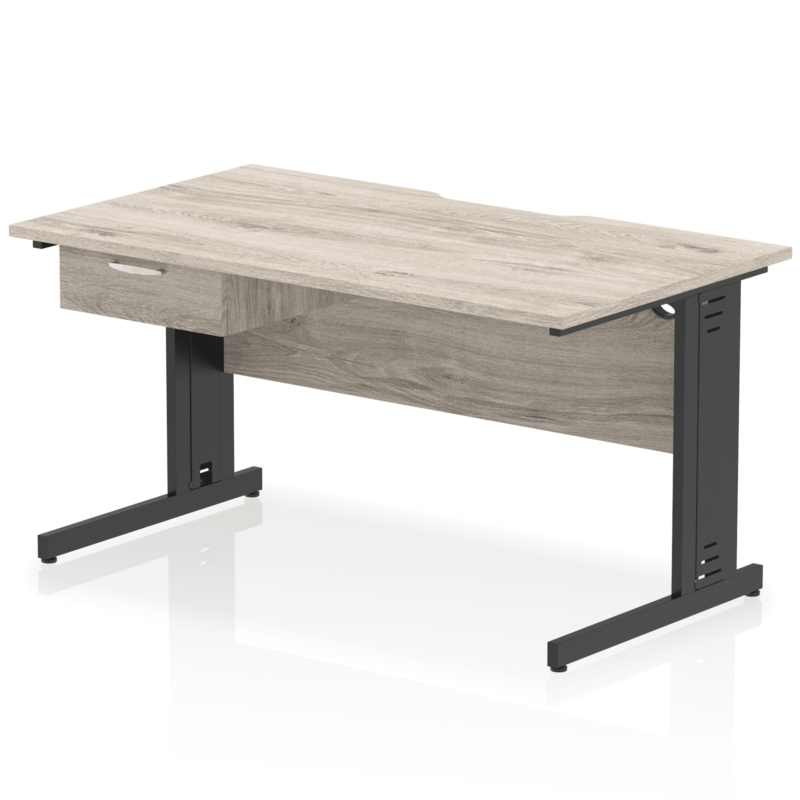 Impulse Scalloped Edge Cable Managed Straight Desk With Single One Drawer Fixed Pedestal - Image 8