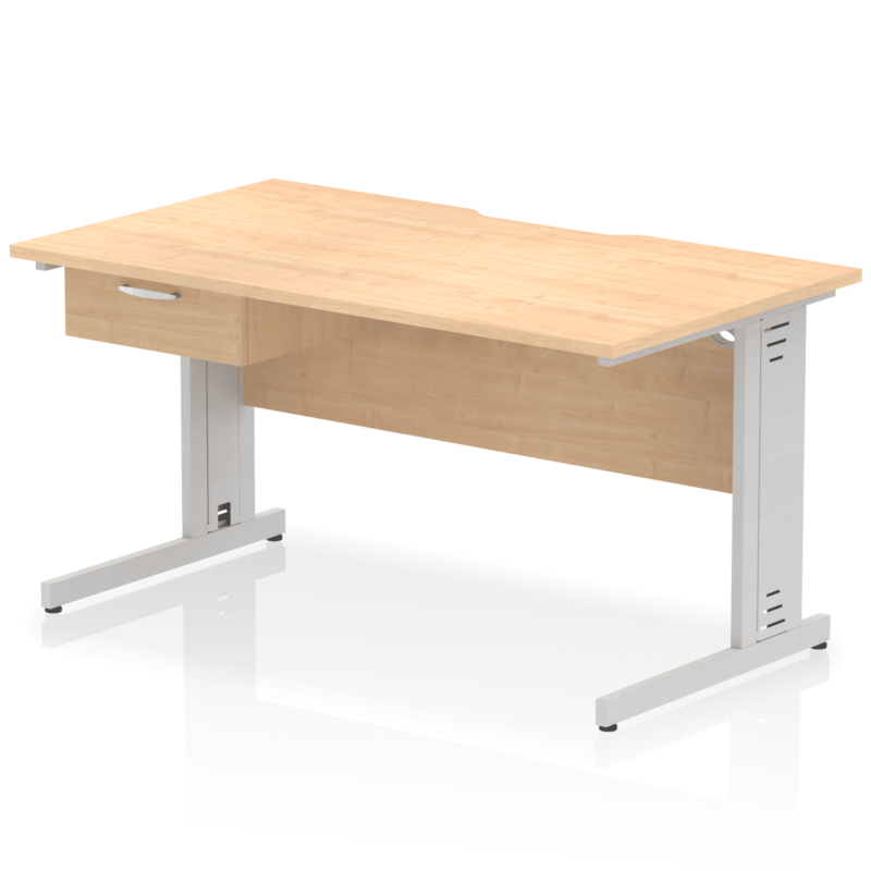 Impulse Scalloped Edge Cable Managed Straight Desk With Single One Drawer Fixed Pedestal - Image 27