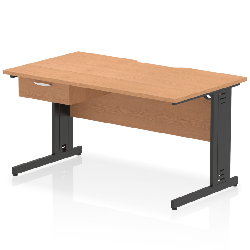 Impulse Scalloped Edge Cable Managed Straight Desk With Single One Drawer Fixed Pedestal - Image 10