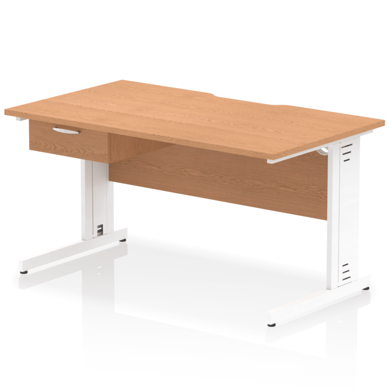 Impulse Scalloped Edge Cable Managed Straight Desk With Single One Drawer Fixed Pedestal - Image 49