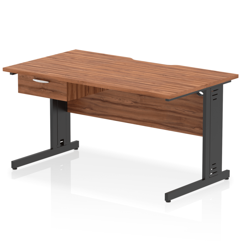 Impulse Scalloped Edge Cable Managed Straight Desk With Single One Drawer Fixed Pedestal - Image 11