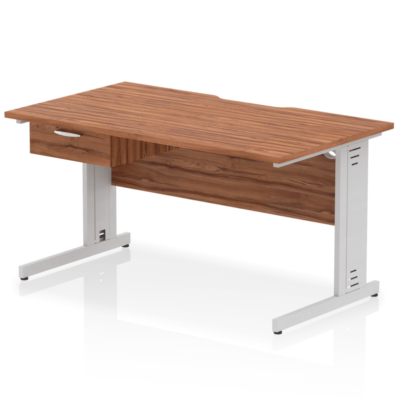 Impulse Scalloped Edge Cable Managed Straight Desk With Single One Drawer Fixed Pedestal - Image 29