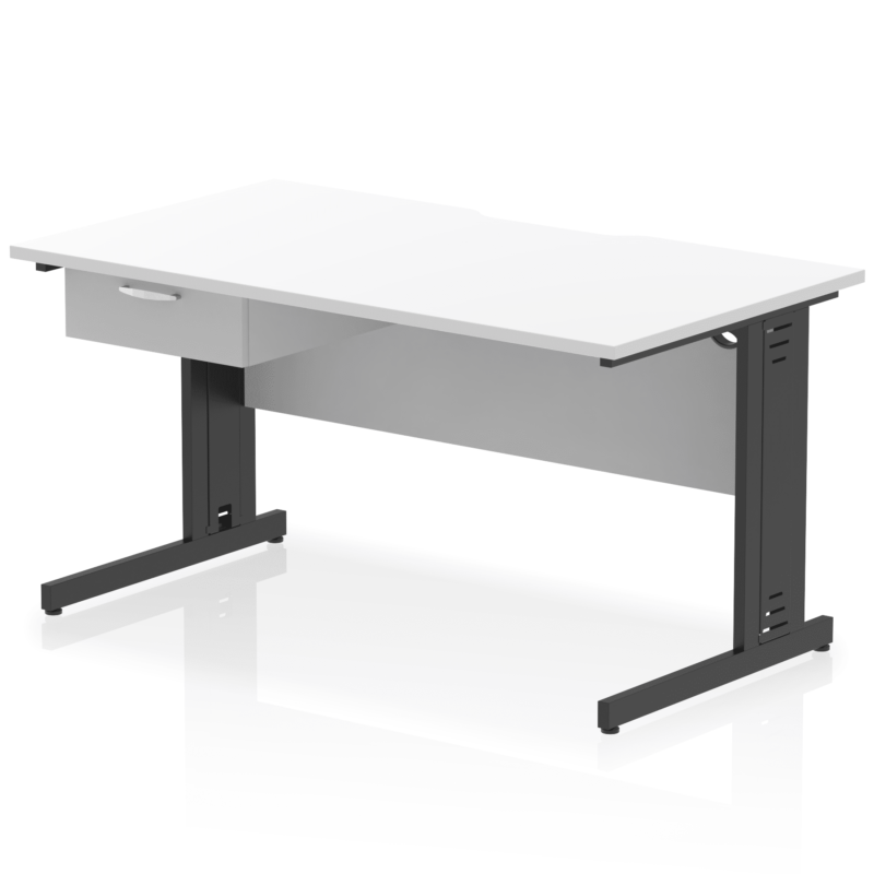 Impulse Scalloped Edge Cable Managed Straight Desk With Single One Drawer Fixed Pedestal - Image 12