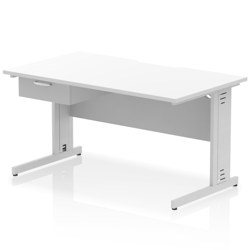 Impulse Scalloped Edge Cable Managed Straight Desk With Single One Drawer Fixed Pedestal - Image 30