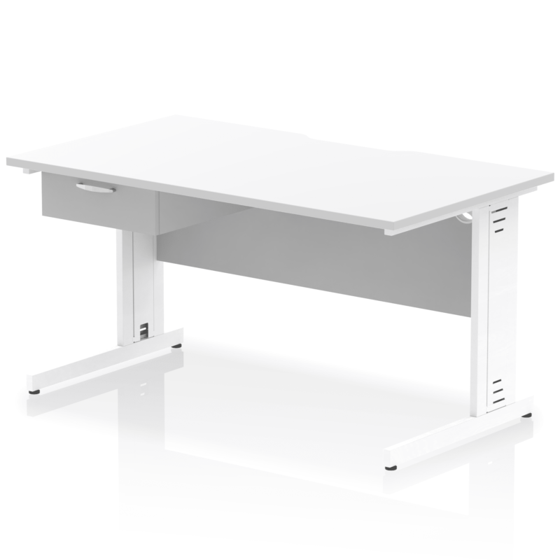Impulse Scalloped Edge Cable Managed Straight Desk With Single One Drawer Fixed Pedestal - Image 51