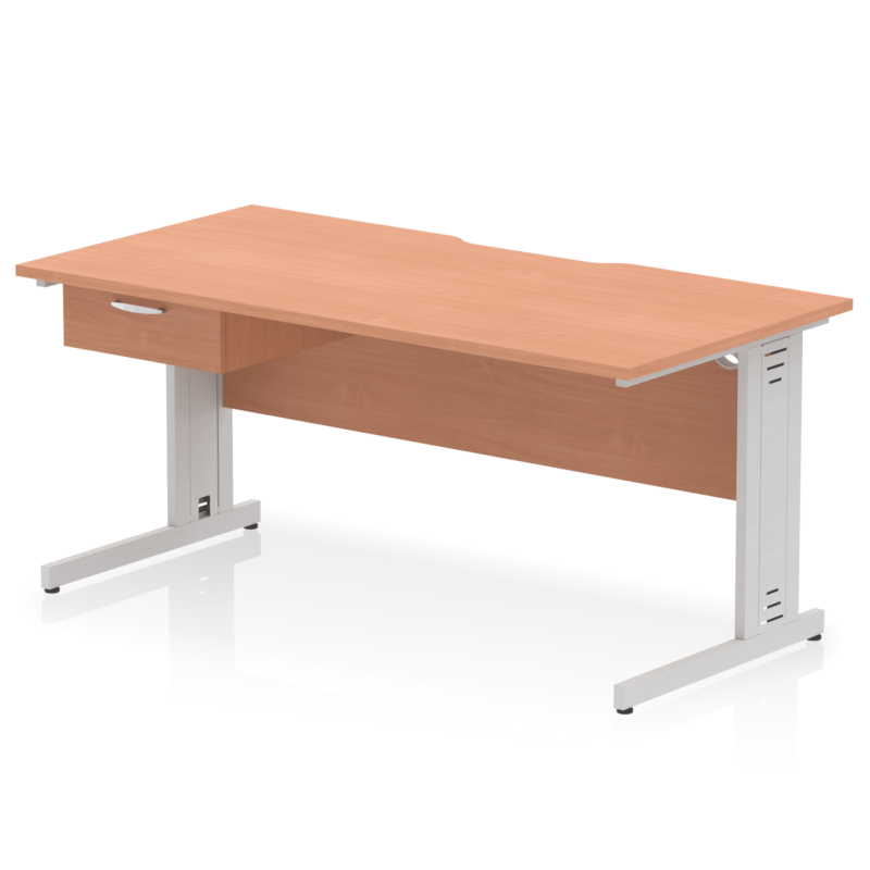 Impulse Scalloped Edge Cable Managed Straight Desk With Single One Drawer Fixed Pedestal - Image 31