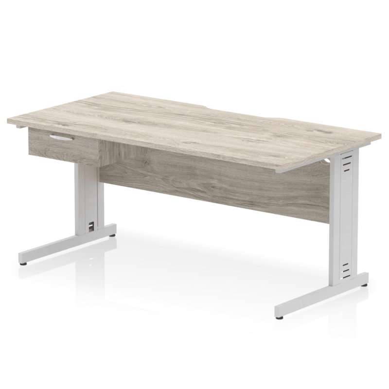 Impulse Scalloped Edge Cable Managed Straight Desk With Single One Drawer Fixed Pedestal - Image 32