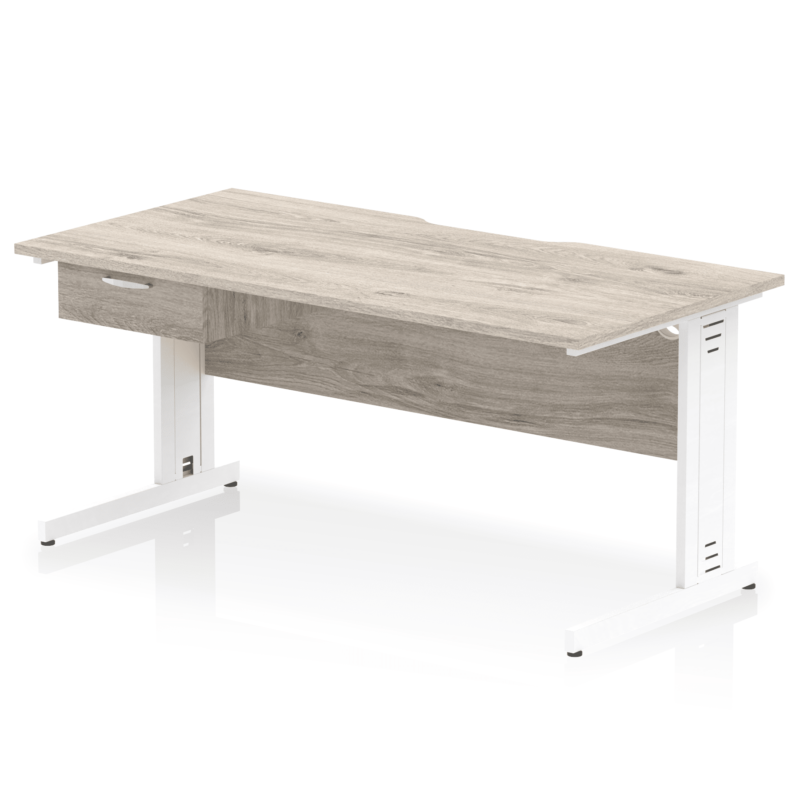 Impulse Scalloped Edge Cable Managed Straight Desk With Single One Drawer Fixed Pedestal - Image 53