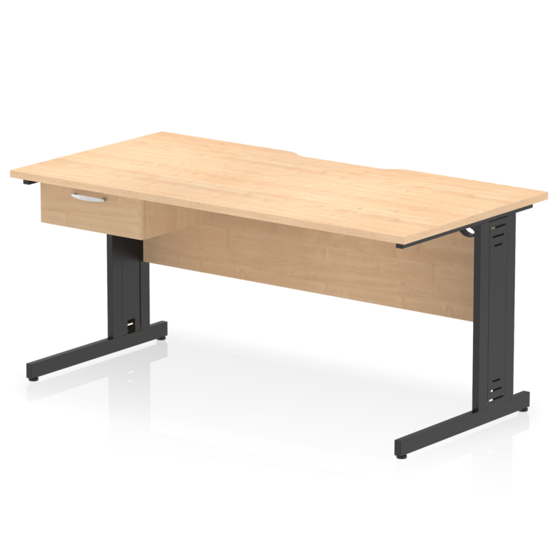Impulse Scalloped Edge Cable Managed Straight Desk With Single One Drawer Fixed Pedestal - Image 15