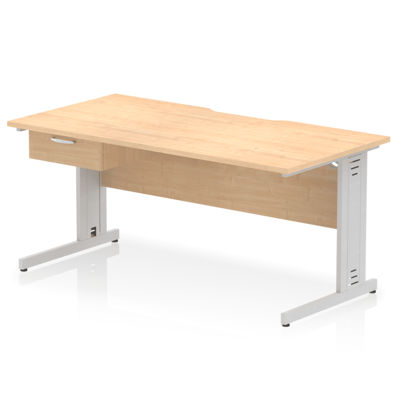 Impulse Scalloped Edge Cable Managed Straight Desk With Single One Drawer Fixed Pedestal - Image 33