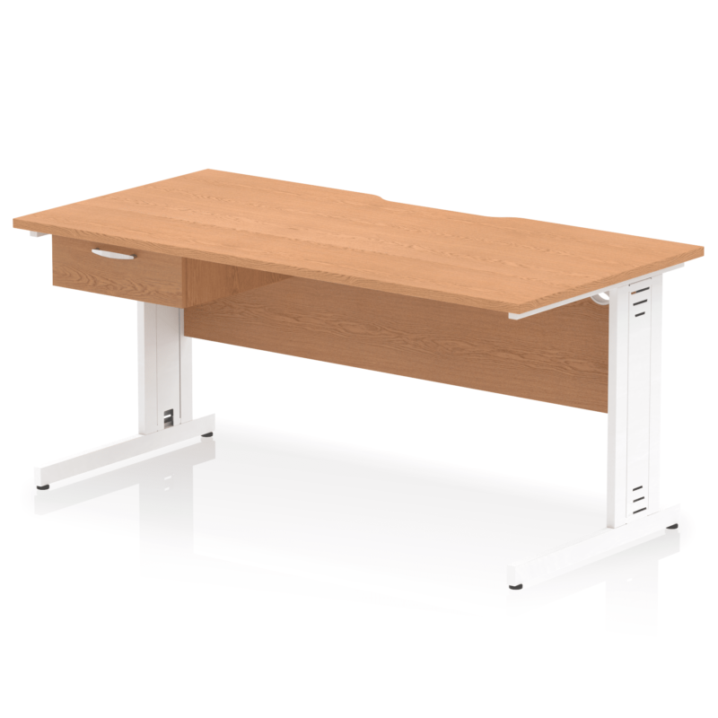 Impulse Scalloped Edge Cable Managed Straight Desk With Single One Drawer Fixed Pedestal - Image 55