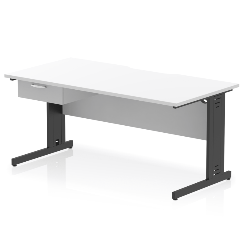 Impulse Scalloped Edge Cable Managed Straight Desk With Single One Drawer Fixed Pedestal - Image 18