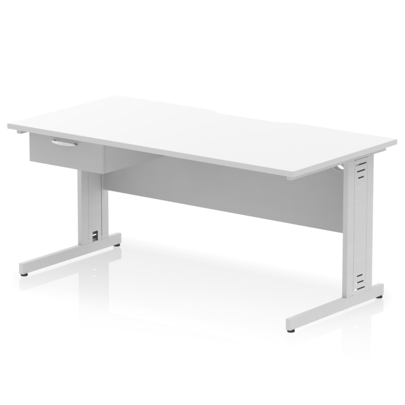 Impulse Scalloped Edge Cable Managed Straight Desk With Single One Drawer Fixed Pedestal - Image 36