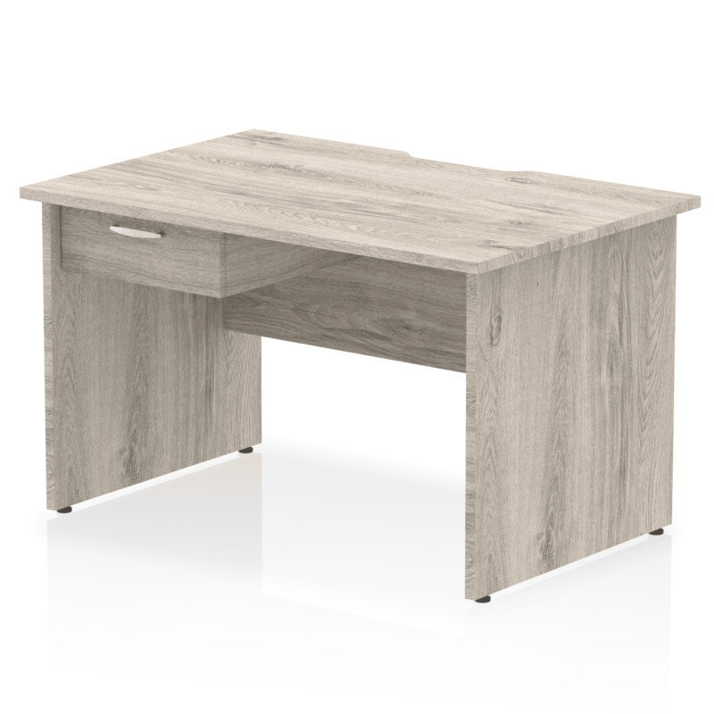 Impulse Scalloped Edge Panel End Straight Desk Frame With Single One Drawer Fixed Pedestal - Image 5