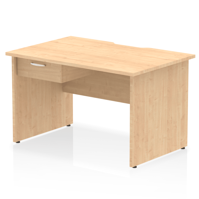 Impulse Scalloped Edge Panel End Straight Desk Frame With Single One Drawer Fixed Pedestal - Image 6
