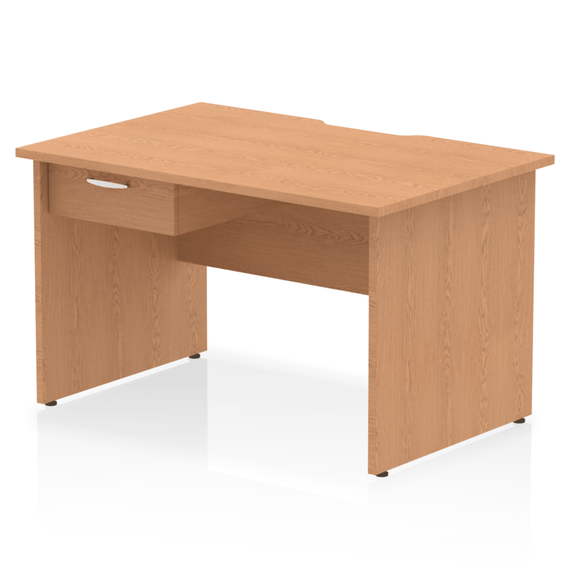 Impulse Scalloped Edge Panel End Straight Desk Frame With Single One Drawer Fixed Pedestal - Image 7