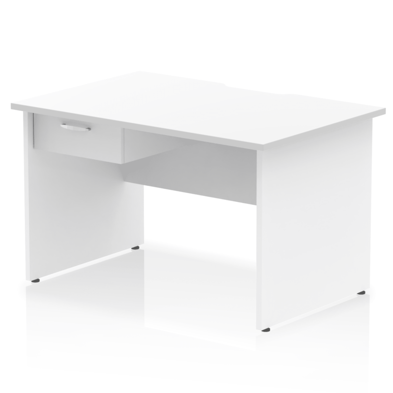 Impulse Scalloped Edge Panel End Straight Desk Frame With Single One Drawer Fixed Pedestal - Image 8