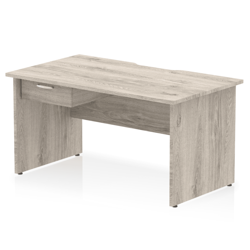 Impulse Scalloped Edge Panel End Straight Desk Frame With Single One Drawer Fixed Pedestal - Image 11