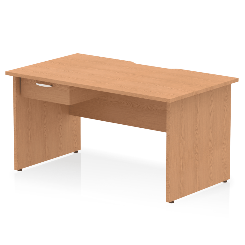 Impulse Scalloped Edge Panel End Straight Desk Frame With Single One Drawer Fixed Pedestal - Image 13