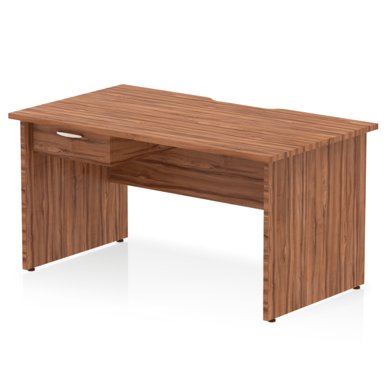 Impulse Scalloped Edge Panel End Straight Desk Frame With Single One Drawer Fixed Pedestal - Image 15