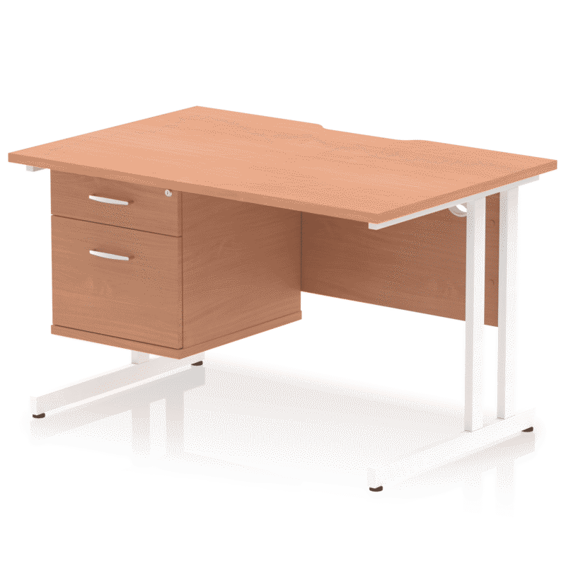 Impulse Scalloped Edge 1200mm Cantilever Straight Desk With Single Fixed Pedestal - Image 5