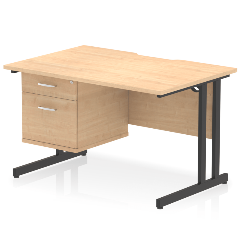 Impulse Scalloped Edge 1200mm Cantilever Straight Desk With Single Fixed Pedestal - Image 9
