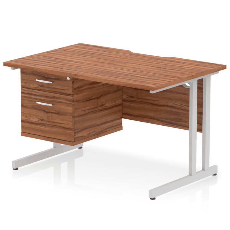 Impulse Scalloped Edge 1200mm Cantilever Straight Desk With Single Fixed Pedestal - Image 16