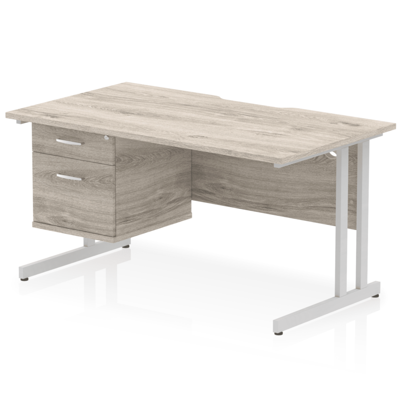 Impulse Scalloped Edge 1400mm Cantilever Straight Desk With Single Fixed Pedestal - Image 7