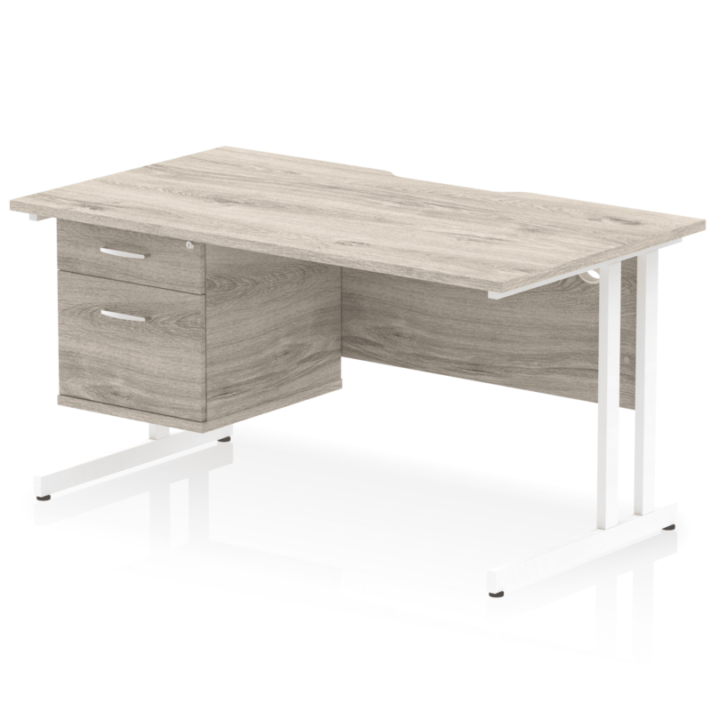 Impulse Scalloped Edge 1400mm Cantilever Straight Desk With Single Fixed Pedestal - Image 8