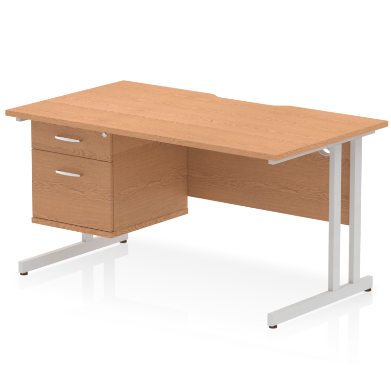 Impulse Scalloped Edge 1400mm Cantilever Straight Desk With Single Fixed Pedestal - Image 13