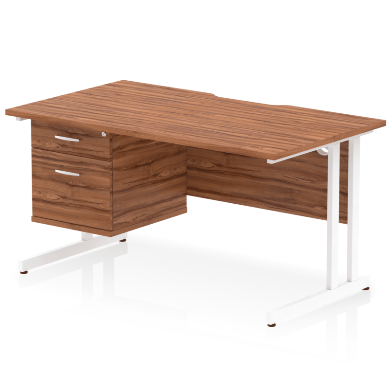 Impulse Scalloped Edge 1400mm Cantilever Straight Desk With Single Fixed Pedestal - Image 17