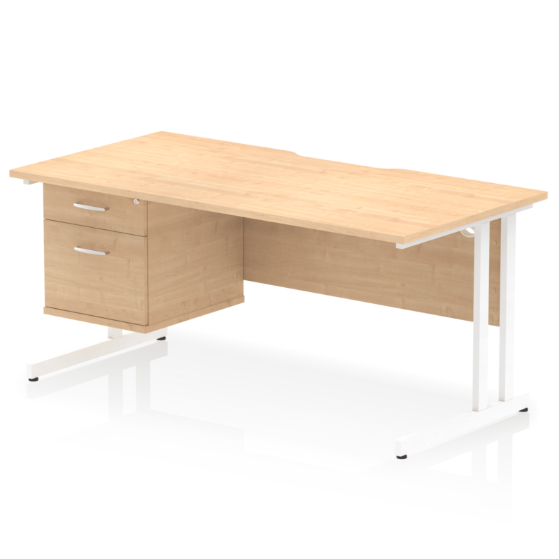 Impulse Scalloped Edge 1600mm Cantilever Straight Desk With Single Fixed Pedestal - Image 11