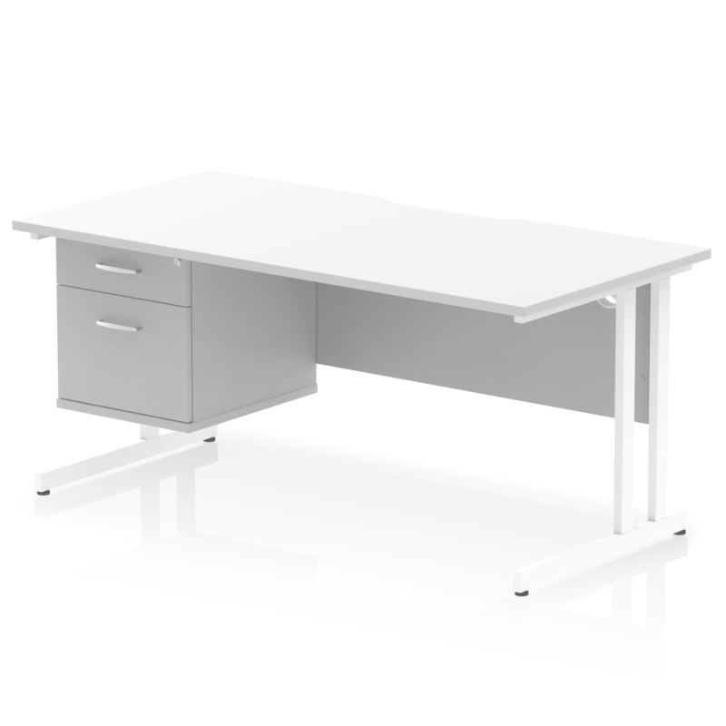 Impulse Scalloped Edge 1600mm Cantilever Straight Desk With Single Fixed Pedestal - Image 20