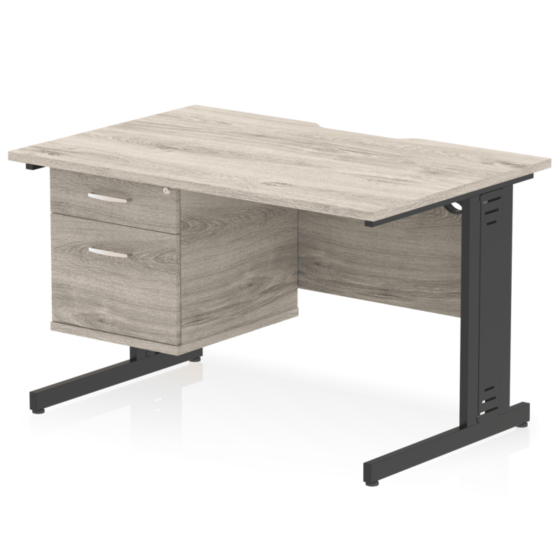 Impulse Scalloped Edge 1200mm Cable Managed Straight Desk With Single Fixed Pedestal - Image 6