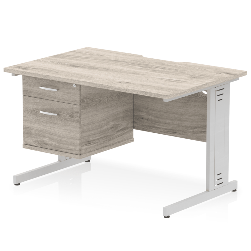 Impulse Scalloped Edge 1200mm Cable Managed Straight Desk With Single Fixed Pedestal - Image 7