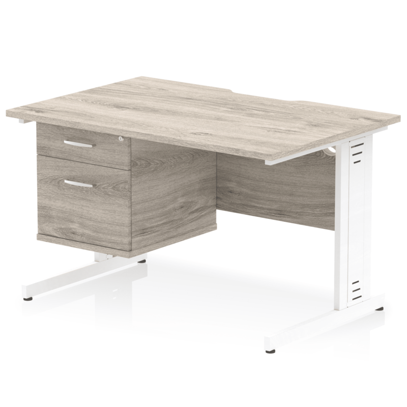 Impulse Scalloped Edge 1200mm Cable Managed Straight Desk With Single Fixed Pedestal - Image 8